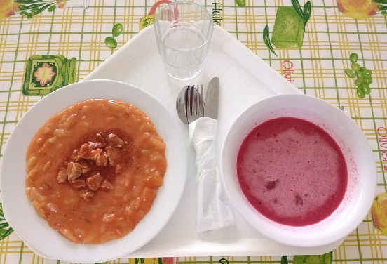 Meggyleves, Tökfőzelék sertéspörkölttel