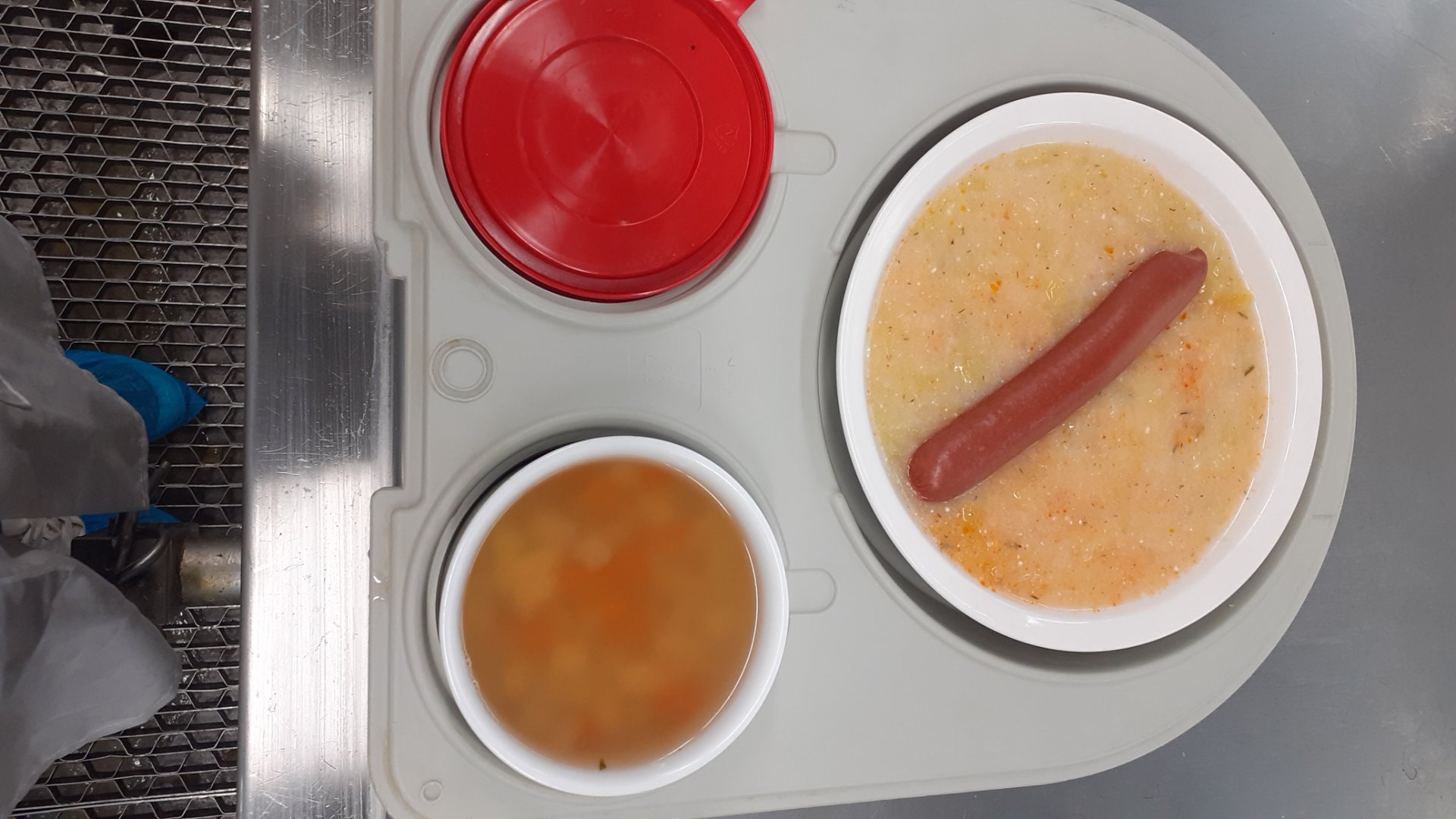 Daragaluska leves, Tökfőzelék, Főtt virsli-baromfi pálca