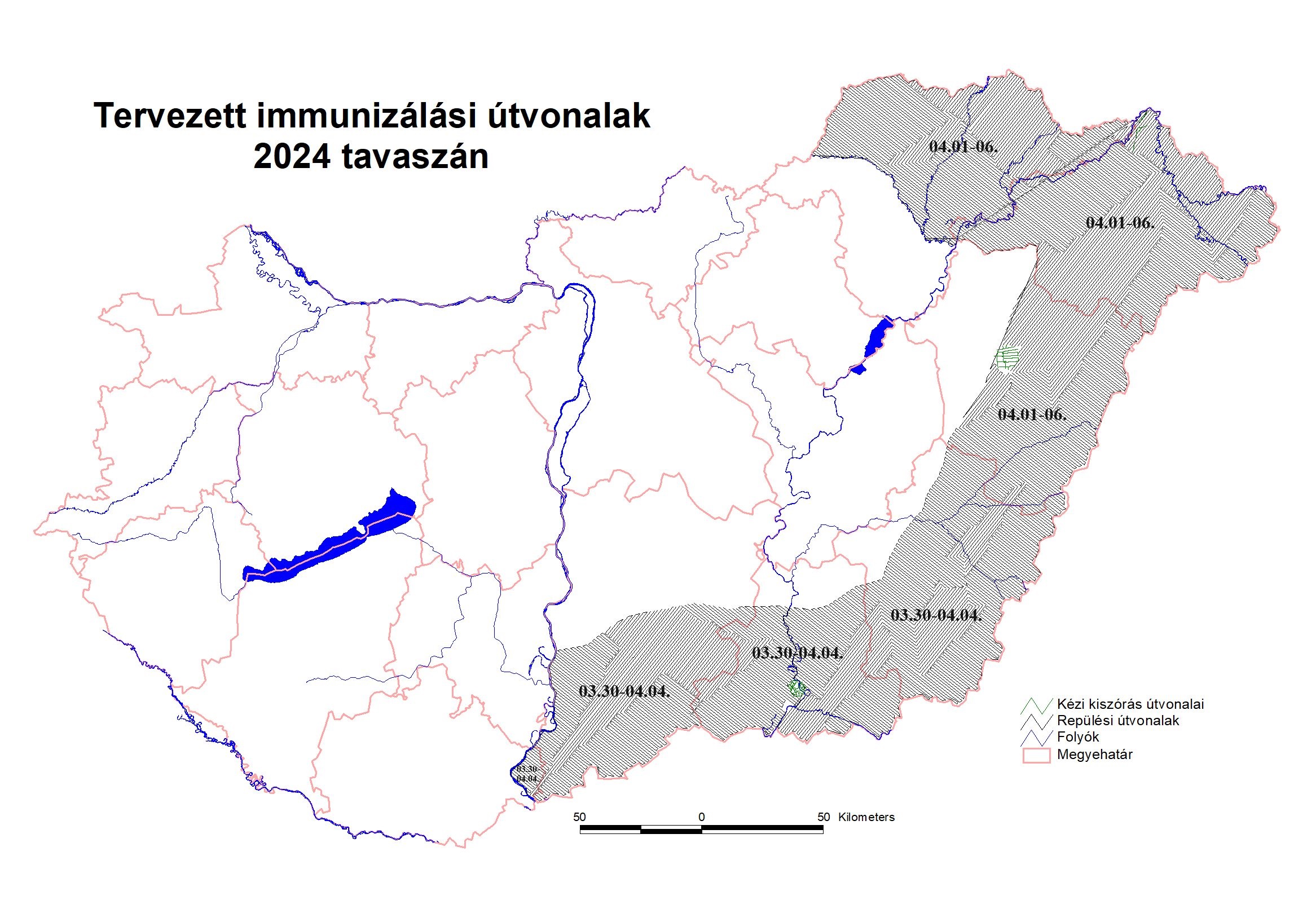 Tervezett immunizálási útvonalak 2024 tavaszán