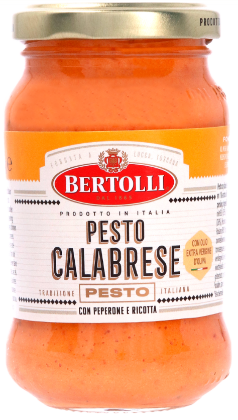 Bertolli Pesto Calabrese szósz piros paprikával, ricottával és extra szűz olívaolajjal, 185 g