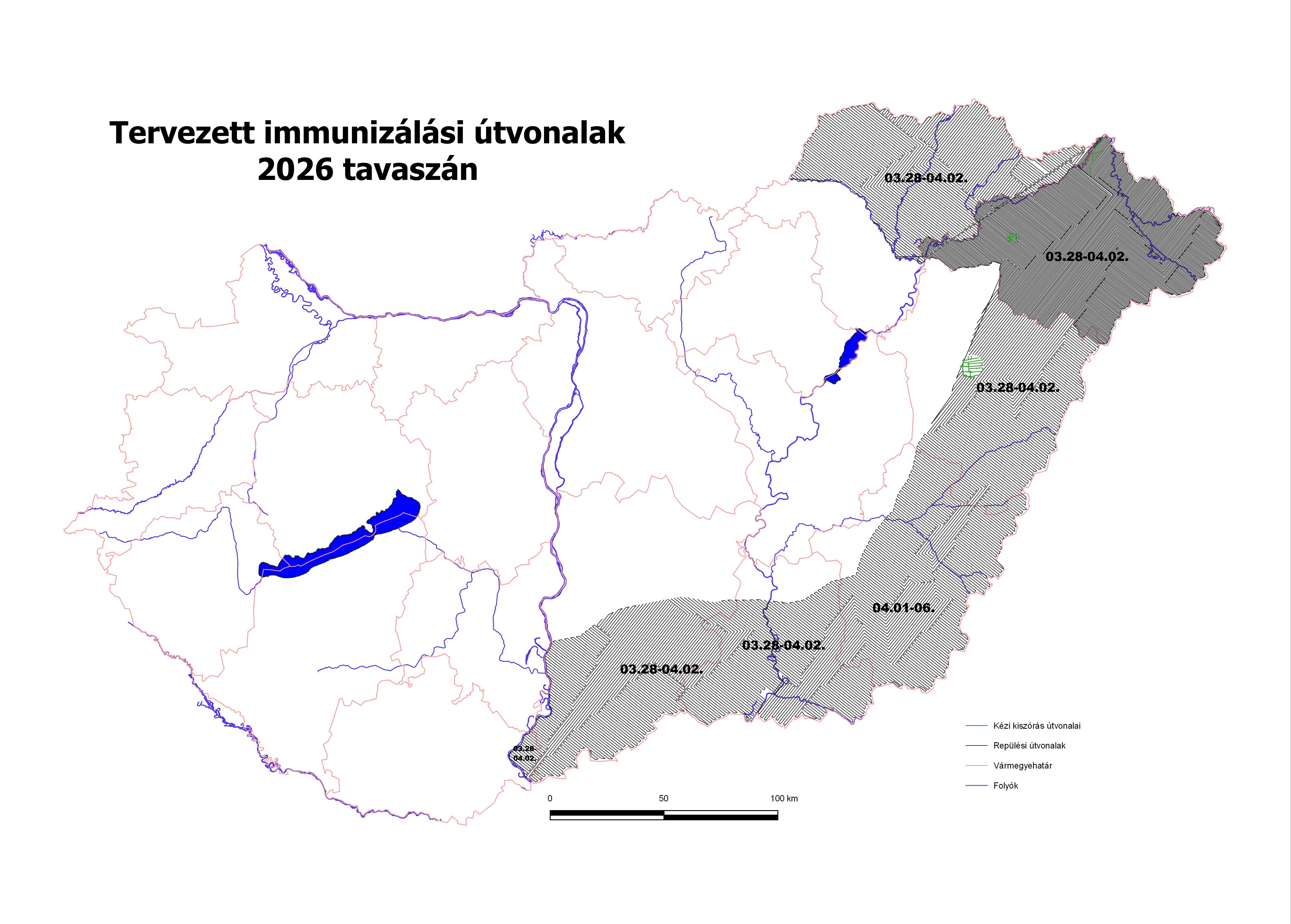 2026 tavasz immunizálás tervezett útvonalai és időbeli ütemezése vármegyénként
