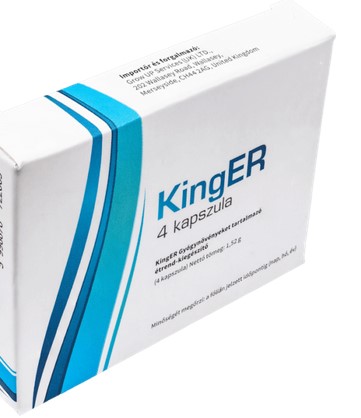 KingER étrend-kiegészítő kapszula dobozának főoldala